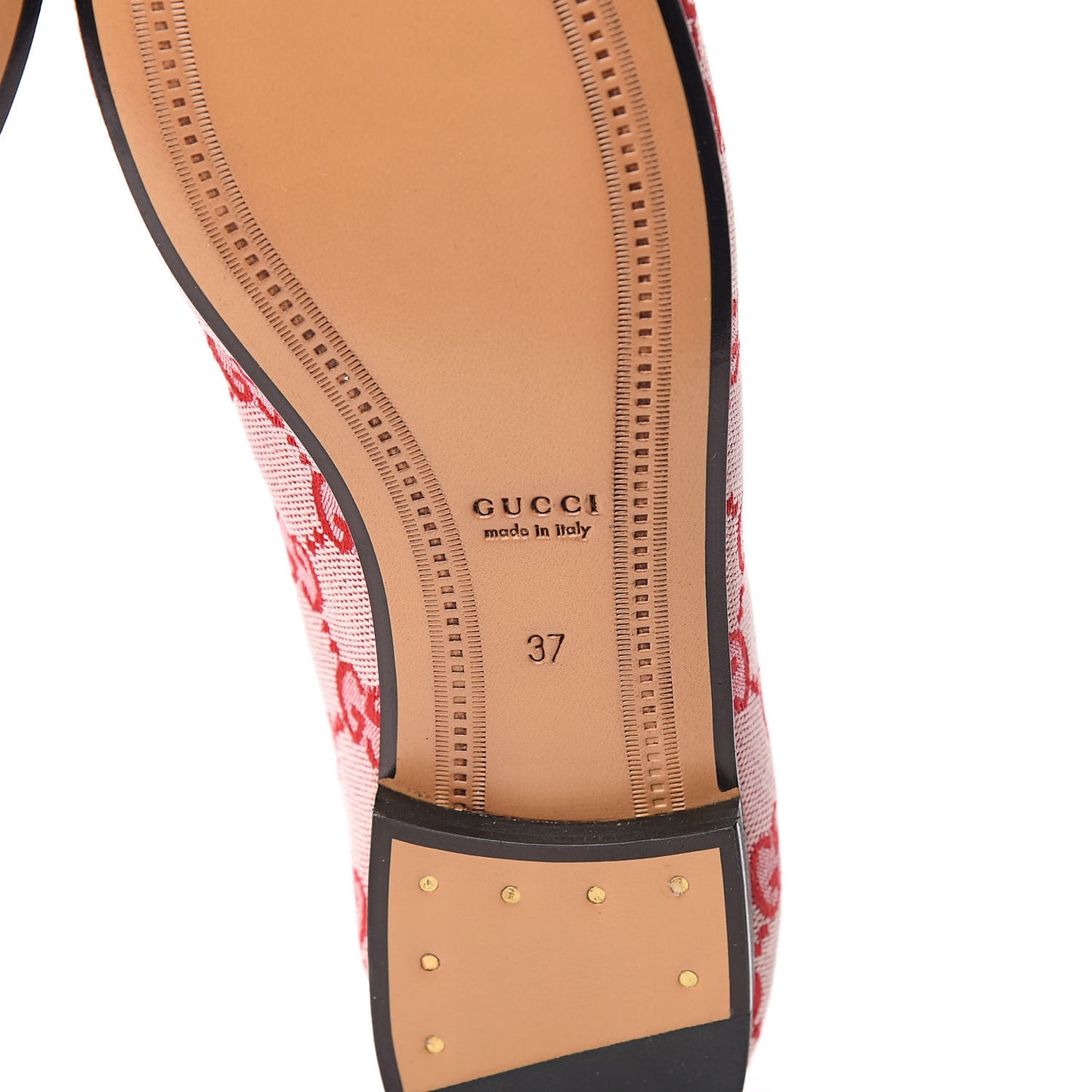 Canvas GG Monogram Horsebit Womens Jordaan Loafers 37 Gardenia Hibiscus Red