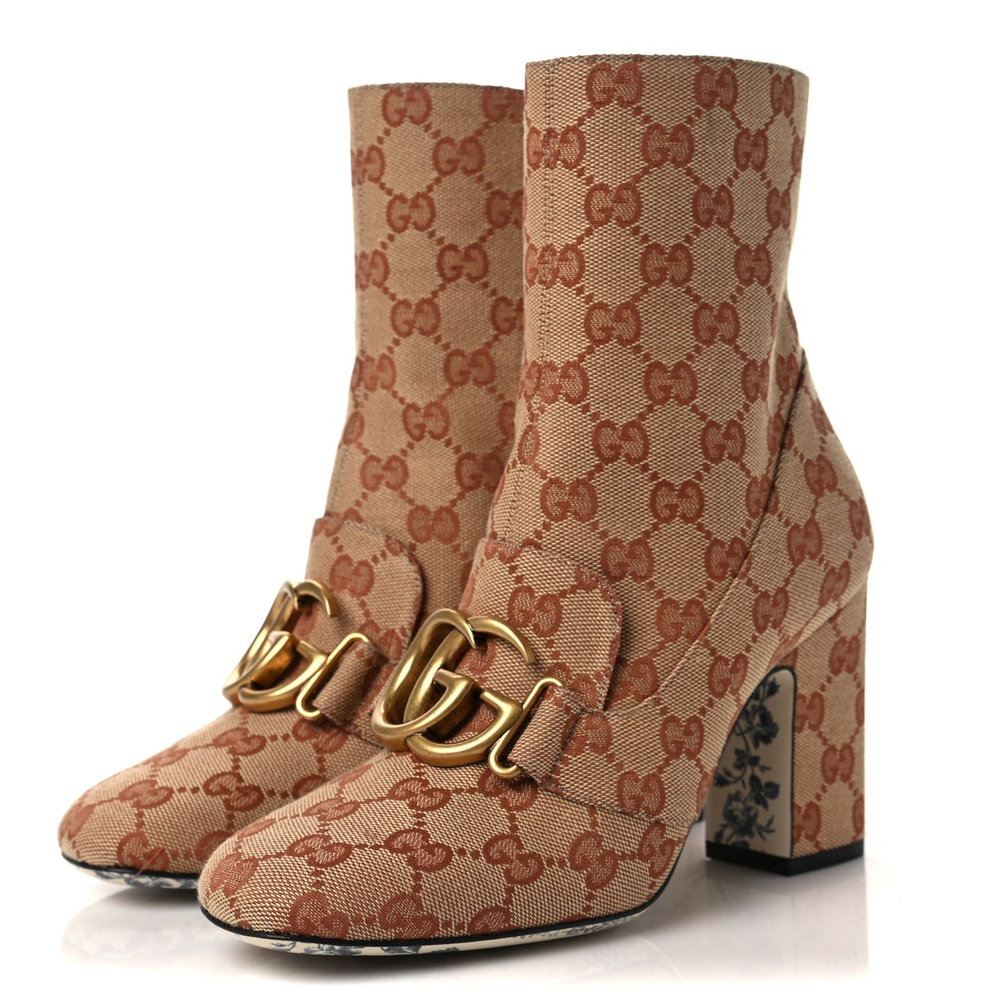 Monogram Malaga Kid GG Victoire 95mm Ankle Boots 36.5 Beige Ruggine Rust