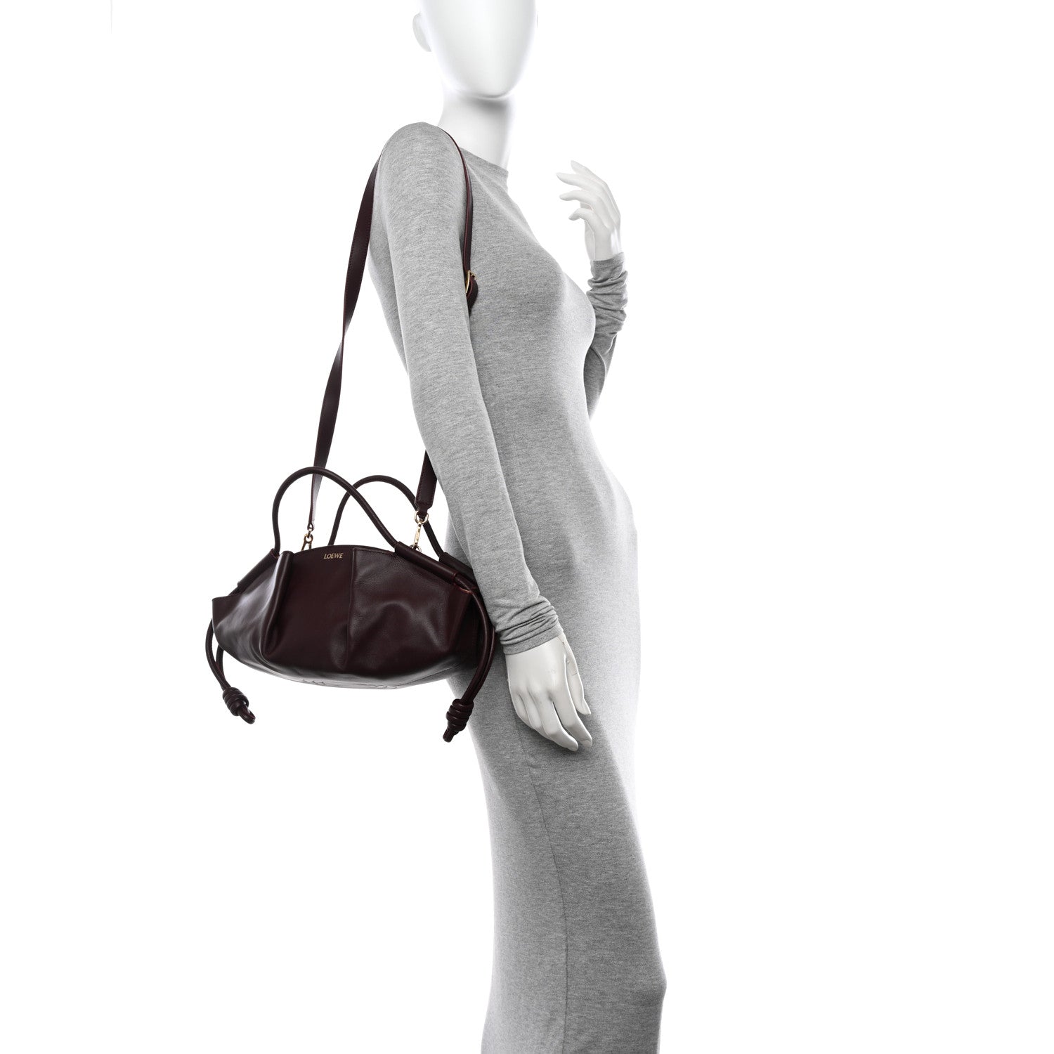 Loewe Shiny Nappa Calfskin Small Paseo Bag Burgundy 2 of 11