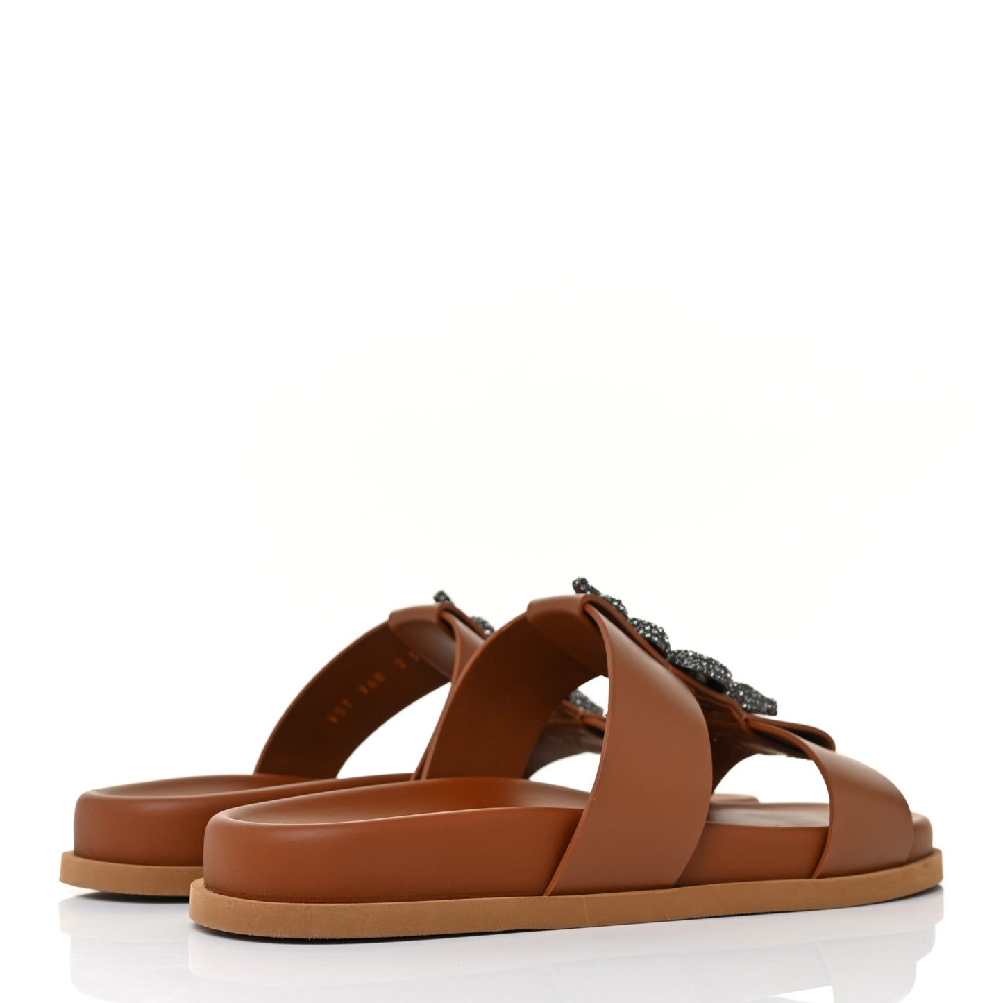 Calfskin Serpent 20mm Slide Sandals 37 Cuoio