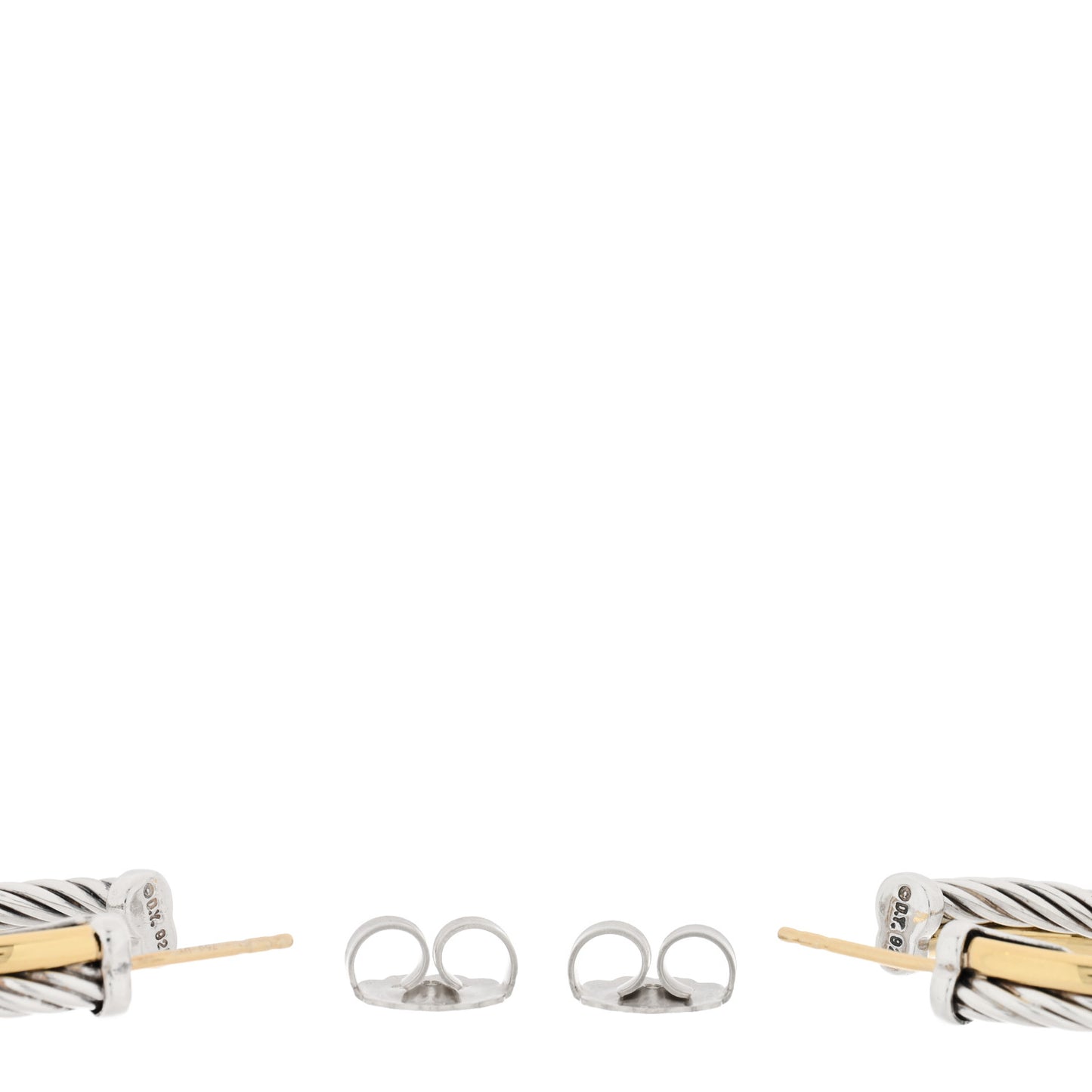 Sterling Silver 18K Yellow Gold 23mm Crossover Cable Hoop Earrings