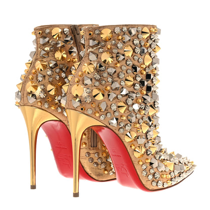 Christian Louboutin Liege Pepite Specchio So Full Kate 100 Ankle Boots 37 Gold Multicolor 4 of 9