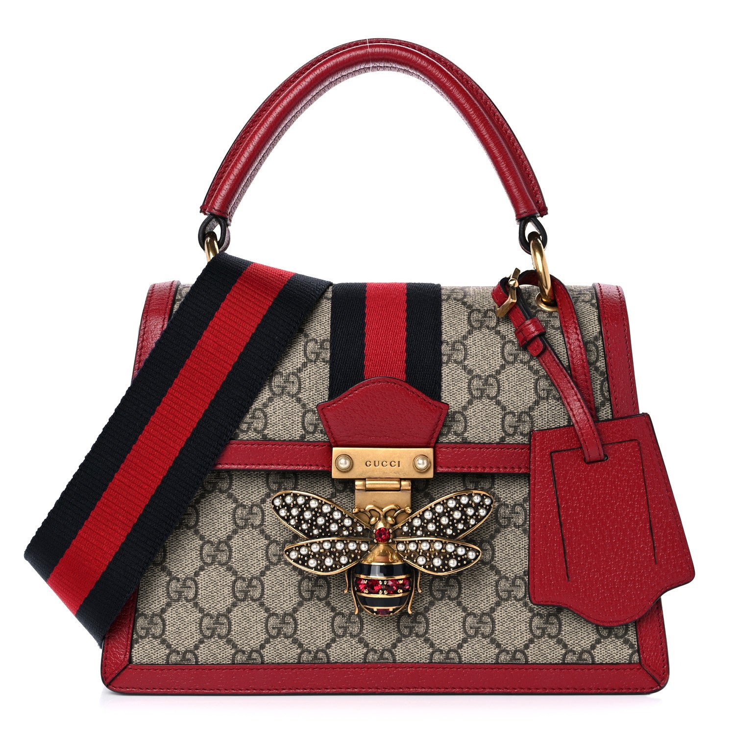 Gucci GG Supreme Monogram Small Queen Margaret Top Handle Bag Red 1 of 9