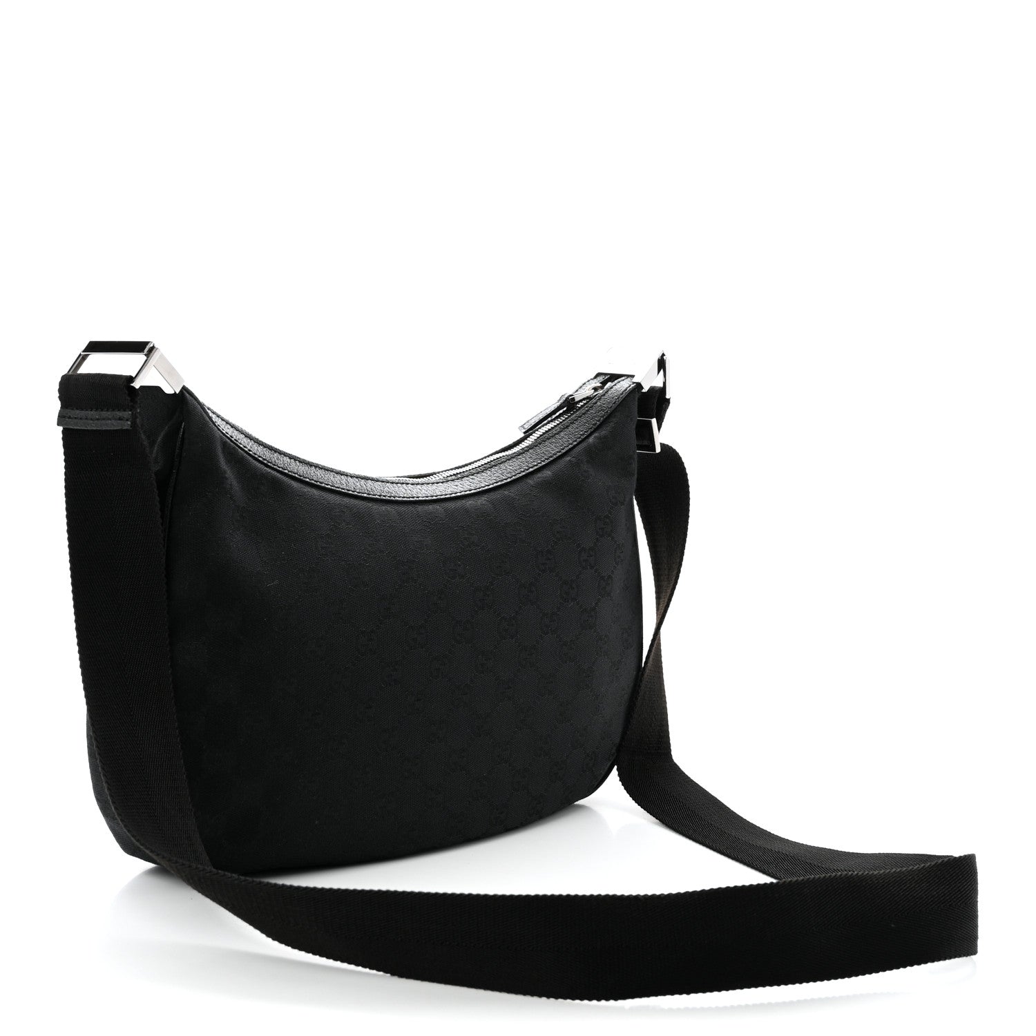 Gucci Monogram Medium Half Moon Hobo Black 3 of 10