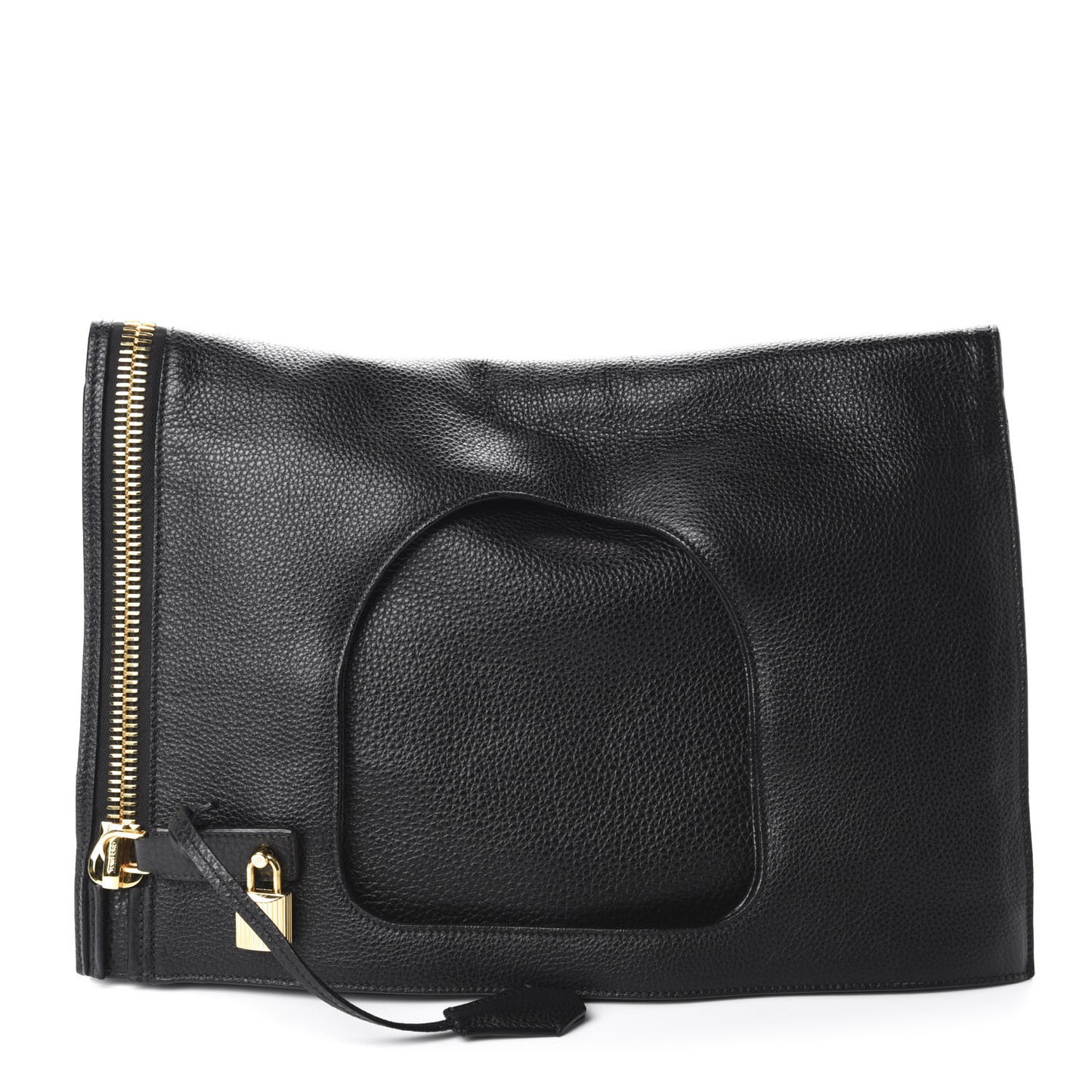 Ramskin Large Alix Padlock Zip Shoulder Bag Black