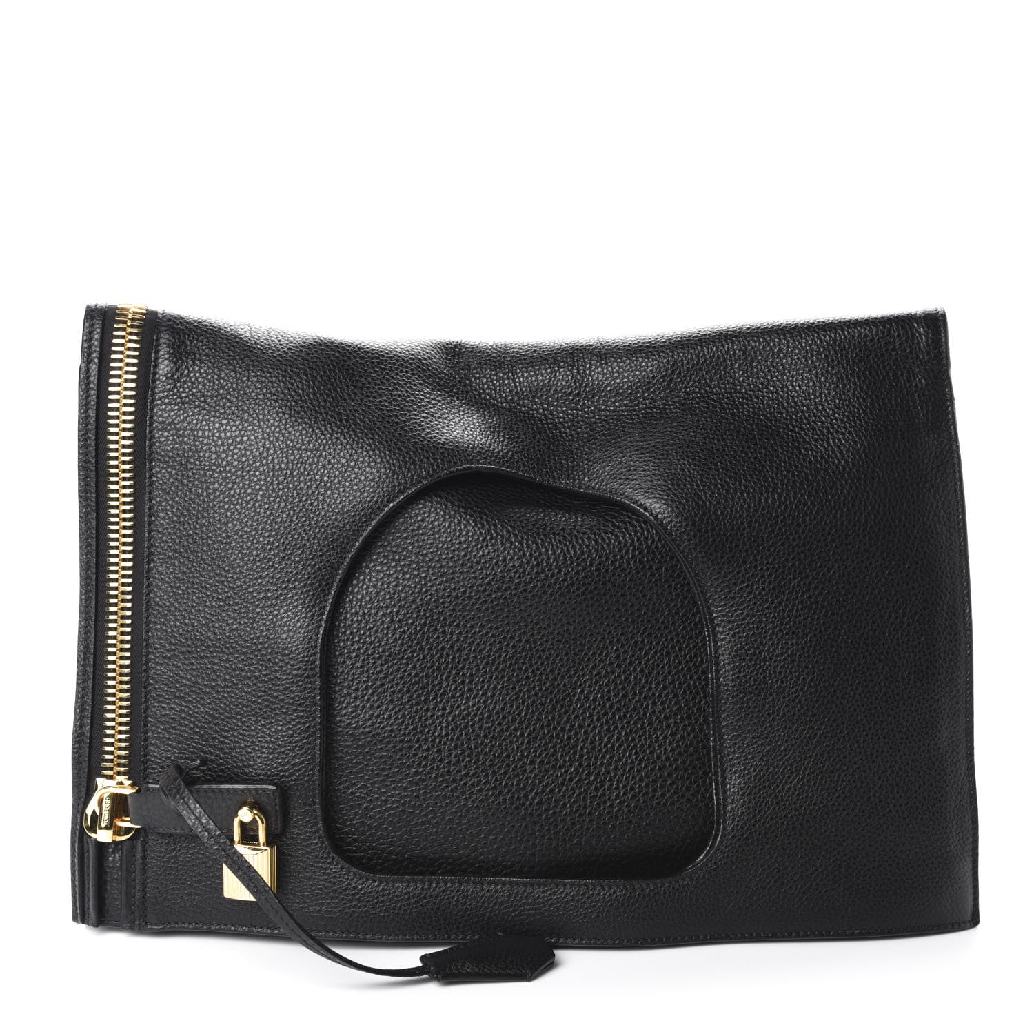 Tom Ford Ramskin Large Alix Padlock Zip Shoulder Bag Black 3 of 12