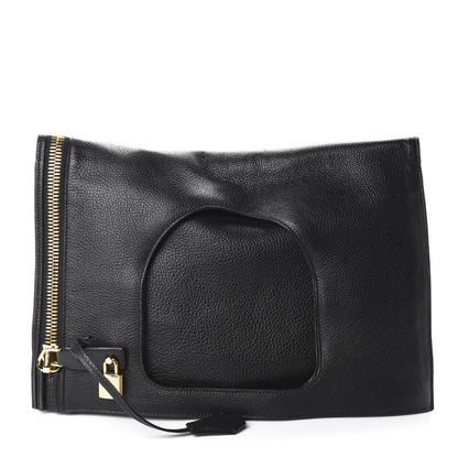 Tom Ford Ramskin Large Alix Padlock Zip Shoulder Bag Black 3 of 12
