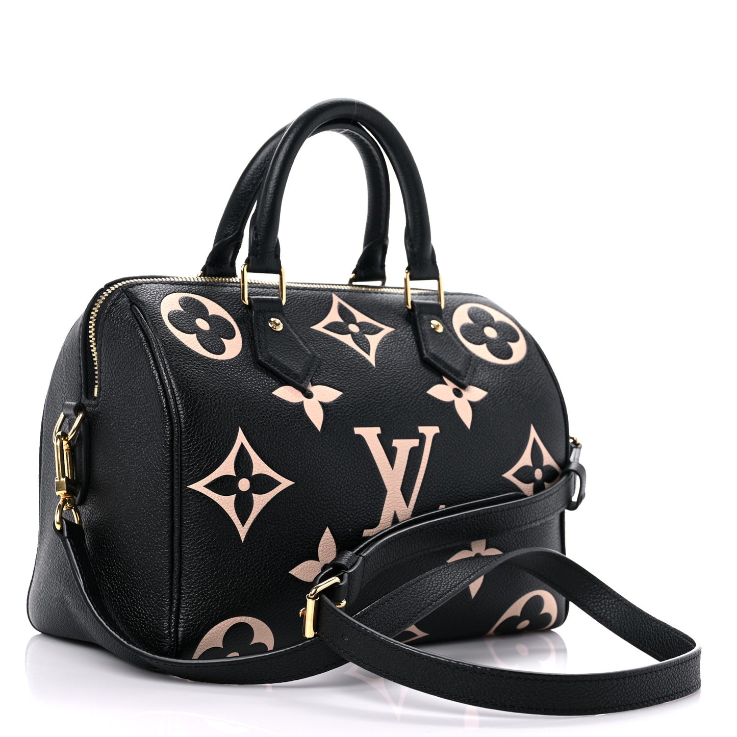 Empreinte Monogram Giant Speedy Bandouliere 25 Black Beige