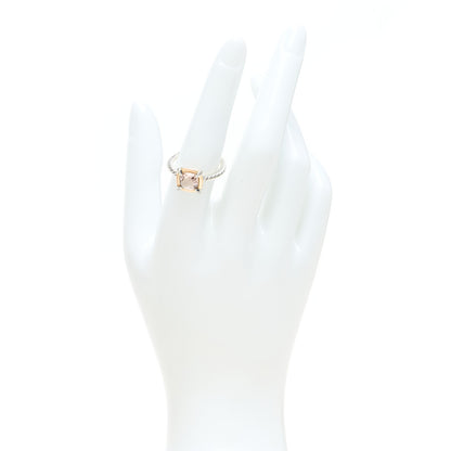 David Yurman Sterling Silver 18K Rose Gold Diamond Morganite Chatelaine Bezel Ring 54 7 2 of 5