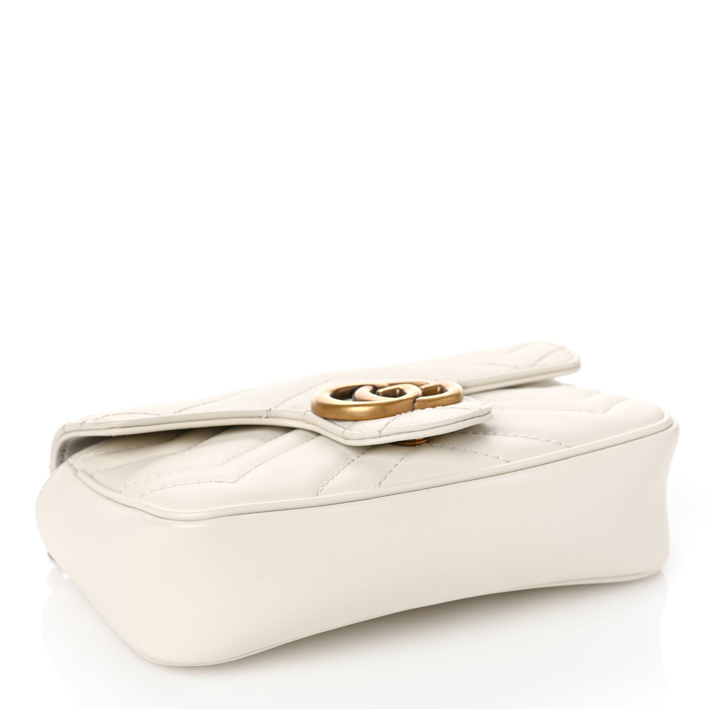 Calfskin Matelasse Super Mini GG Marmont Shoulder Bag White