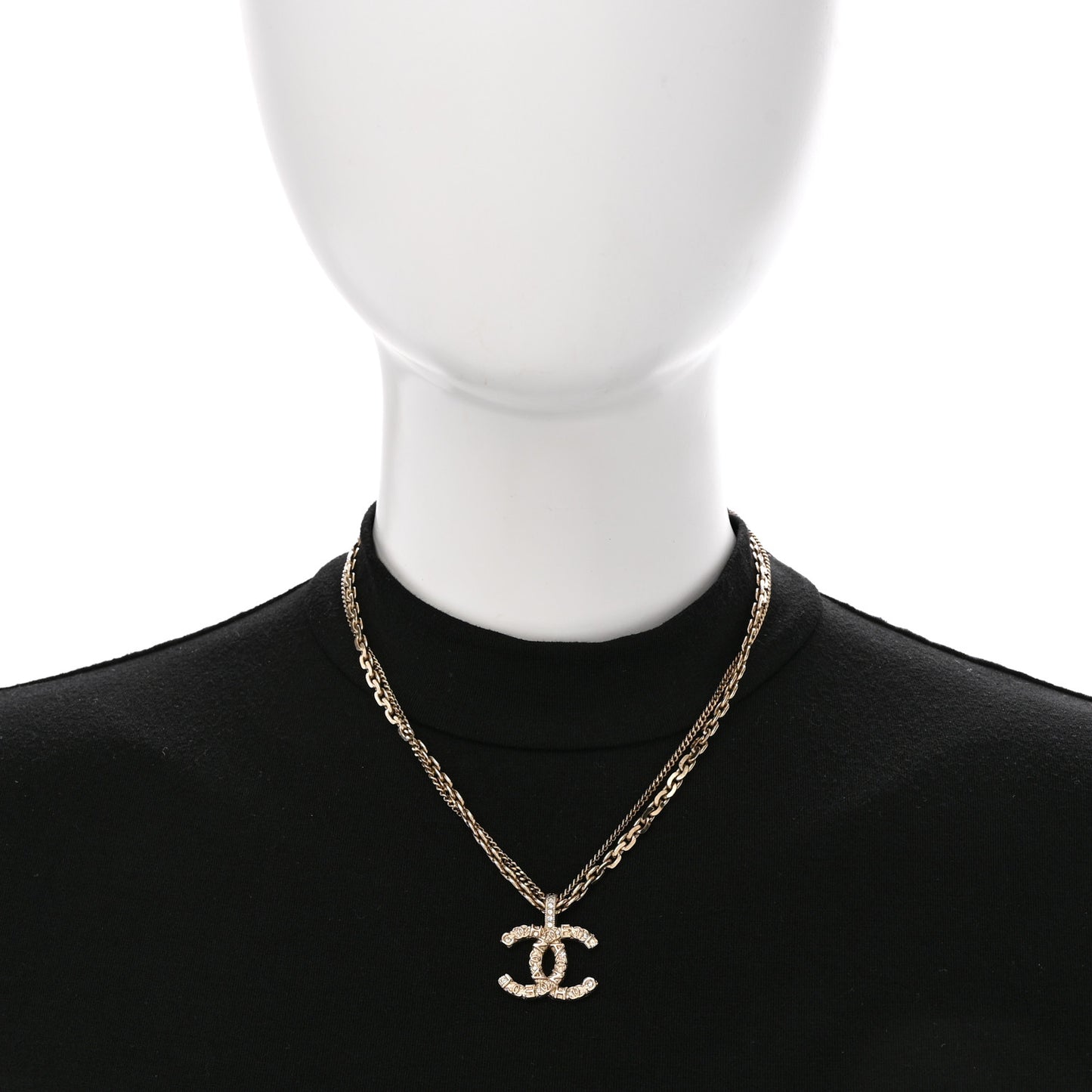 Crystal CC Multi Strand Chain Necklace Gold