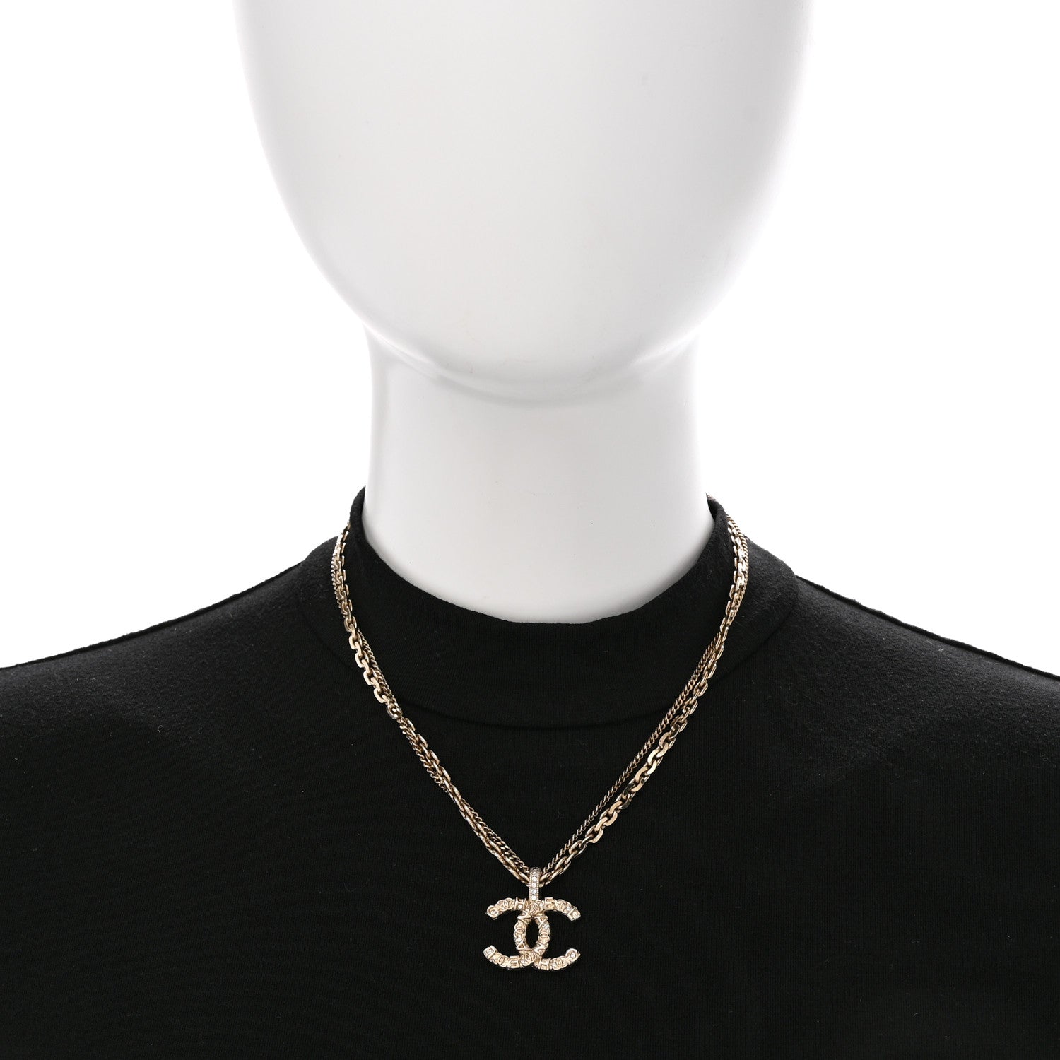 Chanel Crystal CC Multi Strand Chain Necklace Gold 2 of 7