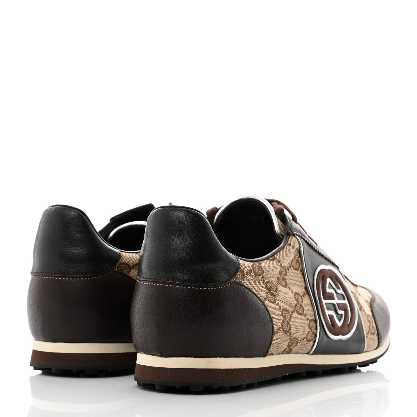 GG Monogram Calfskin Mens Interlocking G Sneakers 9 Dark Brown