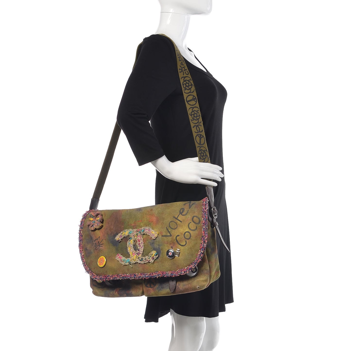 Washed Toile Large Graffiti On The Pavements Messenger Khaki Multicolor