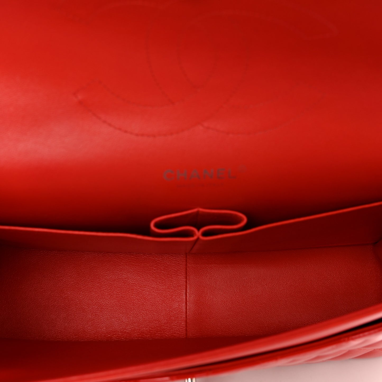 Patent Quilted Jumbo Double Flap Red