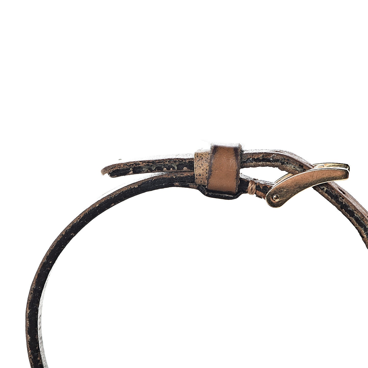 18K Yellow Gold Calfskin 3 Motif LOVE Bracelet Brown