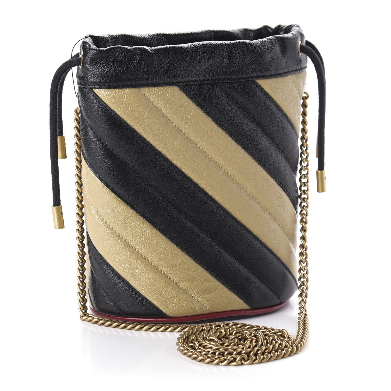Gucci Azalea Calfskin Matelasse Diagonal Patchwork Mini Torchon GG Marmont 2.0 Bucket Bag Black Beige Romantic Cerise 3 of 9