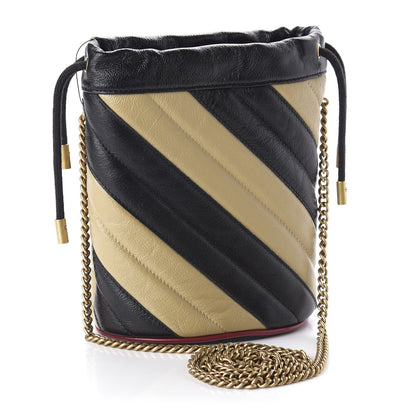 Gucci Azalea Calfskin Matelasse Diagonal Patchwork Mini Torchon GG Marmont 2.0 Bucket Bag Black Beige Romantic Cerise 3 of 9