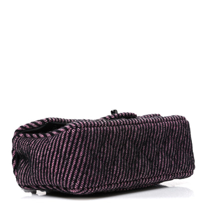 Chanel Wool Tweed Quilted Mini Rectangular Flap Pink Black 3 of 10