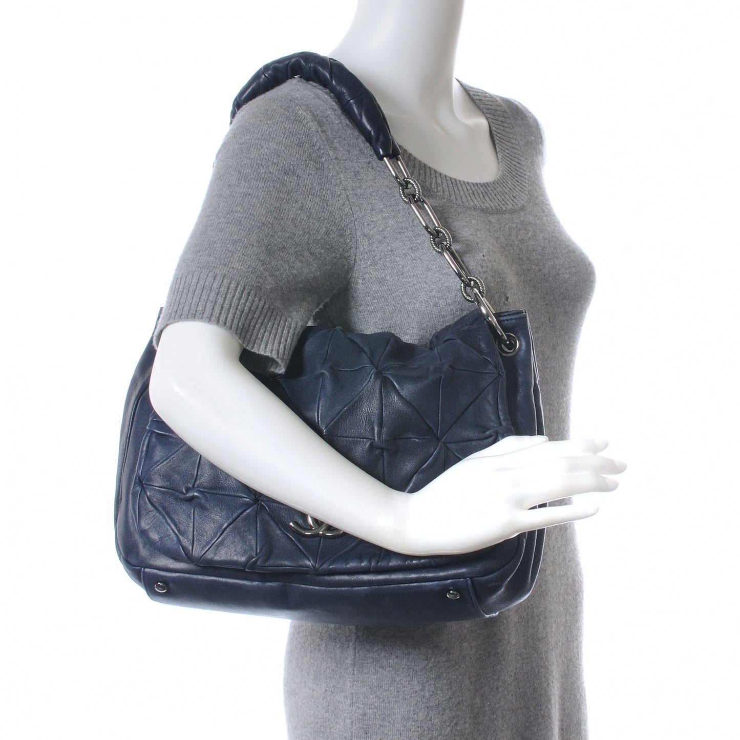Lambskin Origami Accordion Flap Navy