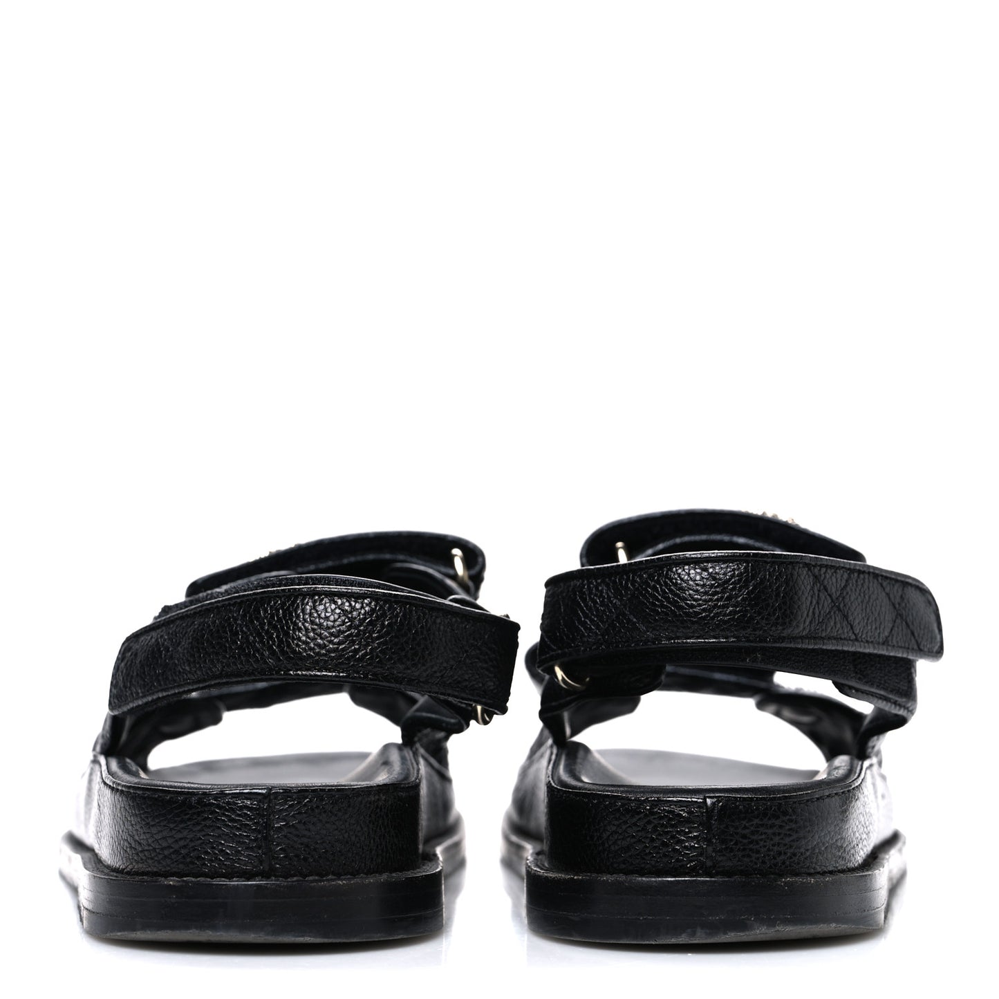 Grained Calfskin Velcro Dad Sandals 39 Black