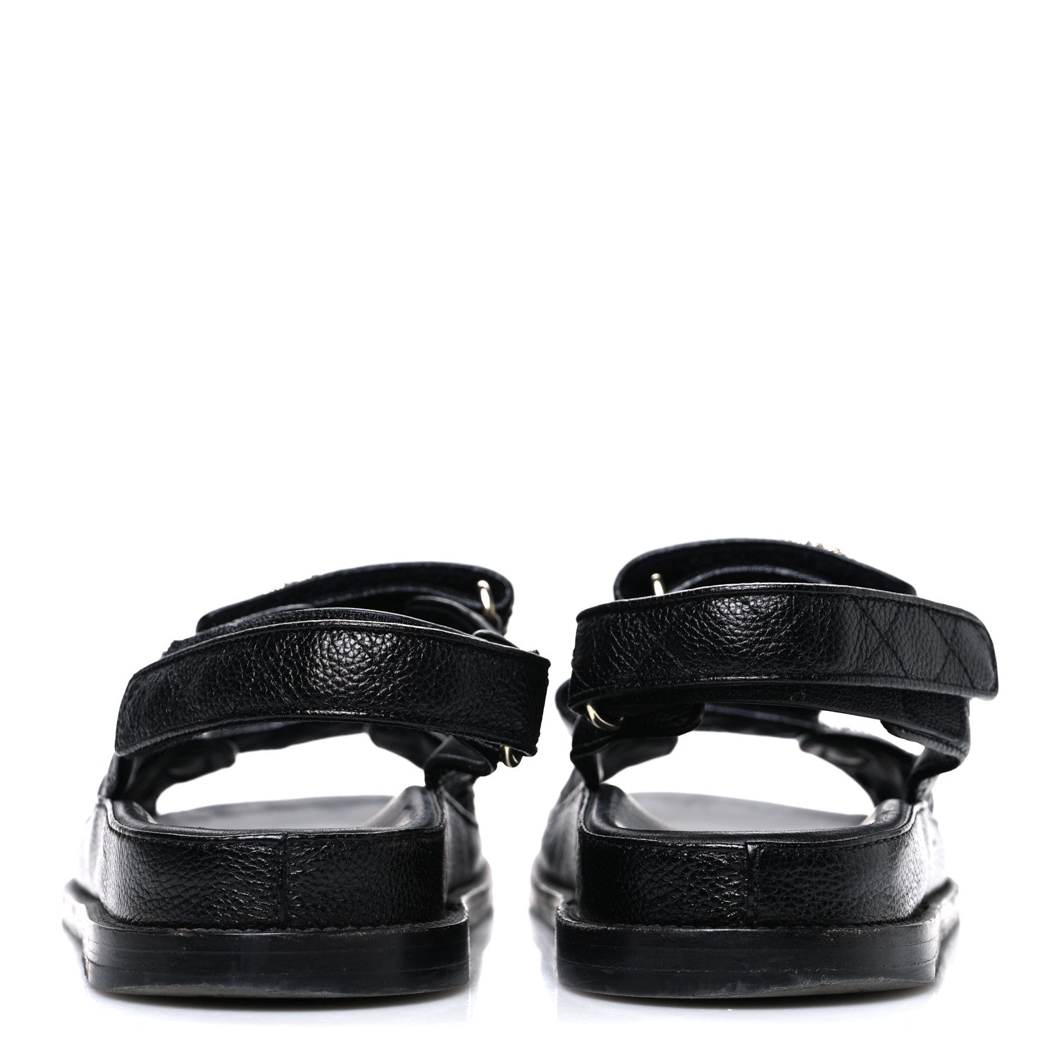 Chanel Grained Calfskin Velcro Dad Sandals 39 Black 6 of 10