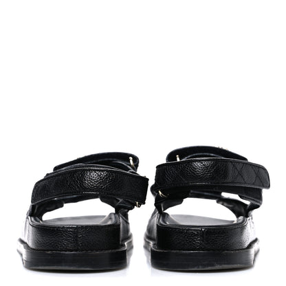Chanel Grained Calfskin Velcro Dad Sandals 39 Black 6 of 10