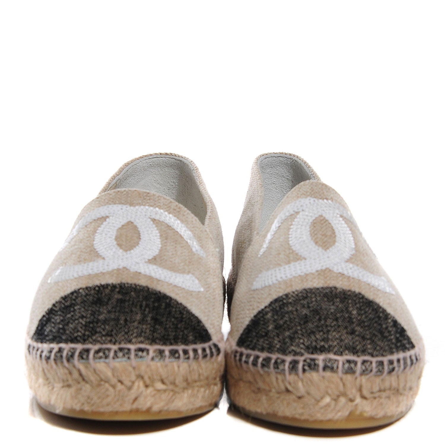 Chanel Linen Sequin CC Espadrilles 37 Beige Black 2 of 7