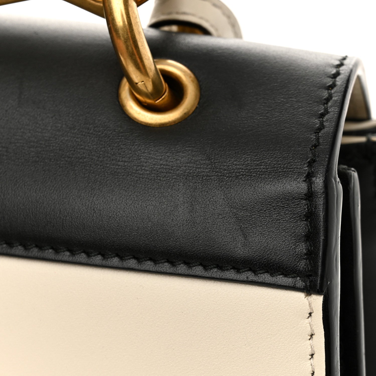 Gucci Calfskin Sylvie Web Small Queen Margaret Top Handle Bag Black White 10 of 14