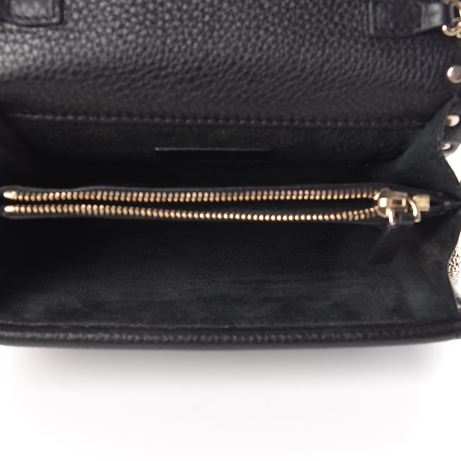 Valentino Garavani Pebbled Calfskin Rockstud Wallet on Chain Black 7 of 10