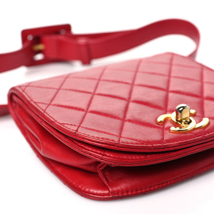 Chanel Lambskin Quilted Flap Waist Belt Bag 75 30 Red 9 of 12