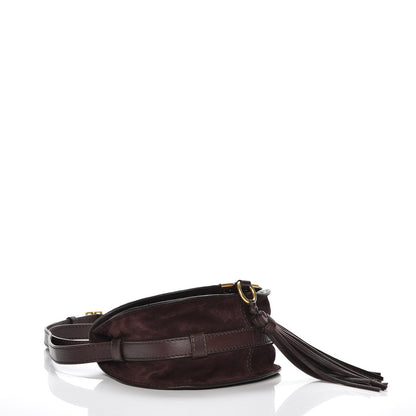 Chloe Suede Calfskin Braided Mini Marcie Round Crossbody Bag Carbon Brown 4 of 8