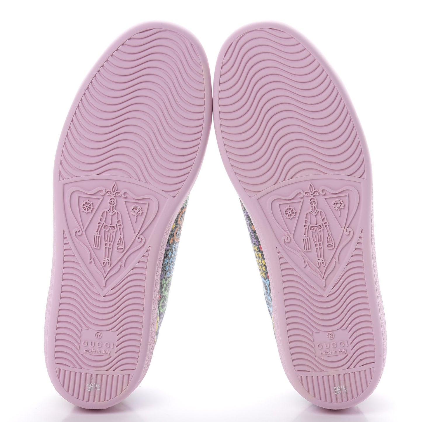 GG Supreme Monogram Psychedelic Womens Ace Sneakers 36.5 Black Multicolor Sugar Pink