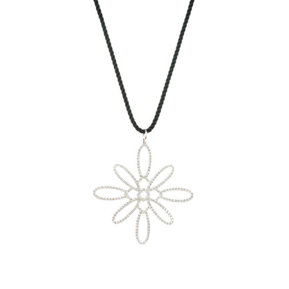 Tiffany 18K White Gold Diamond Large Metro Flower Pendant Necklace 1 of 3