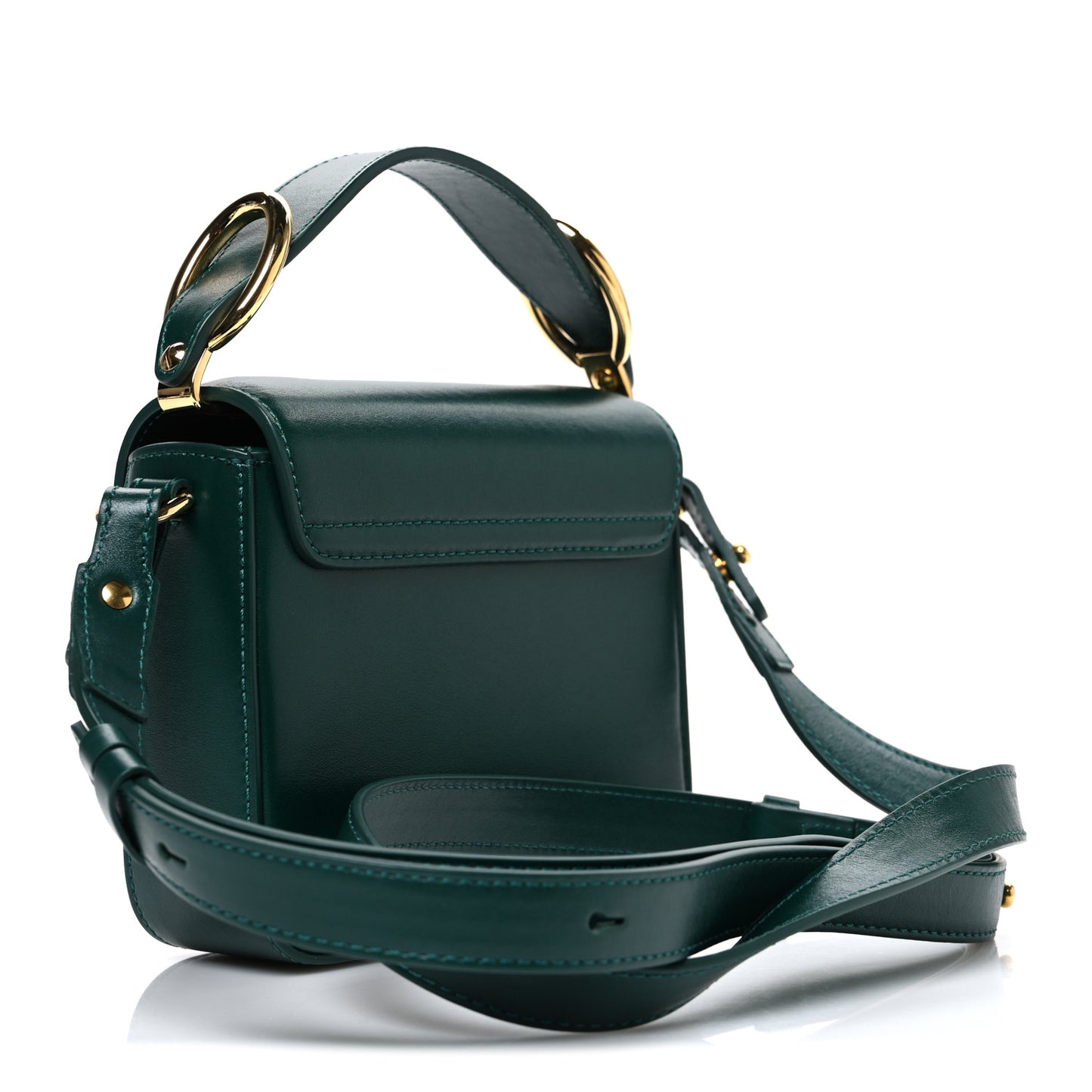 Shiny Calfskin Suede Mini C Double Carry Green