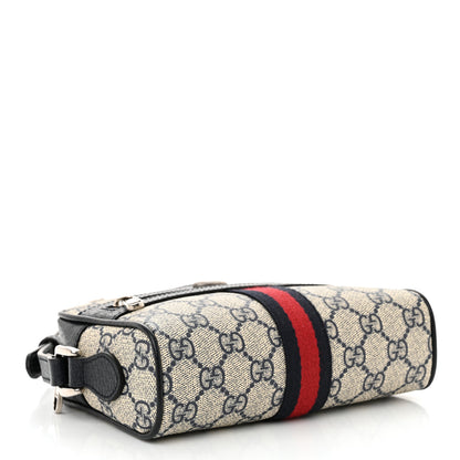 Gucci GG Supreme Monogram Textured Dollar Calfskin Web Mini Ophidia Shoulder Bag Beige Blue 4 of 12