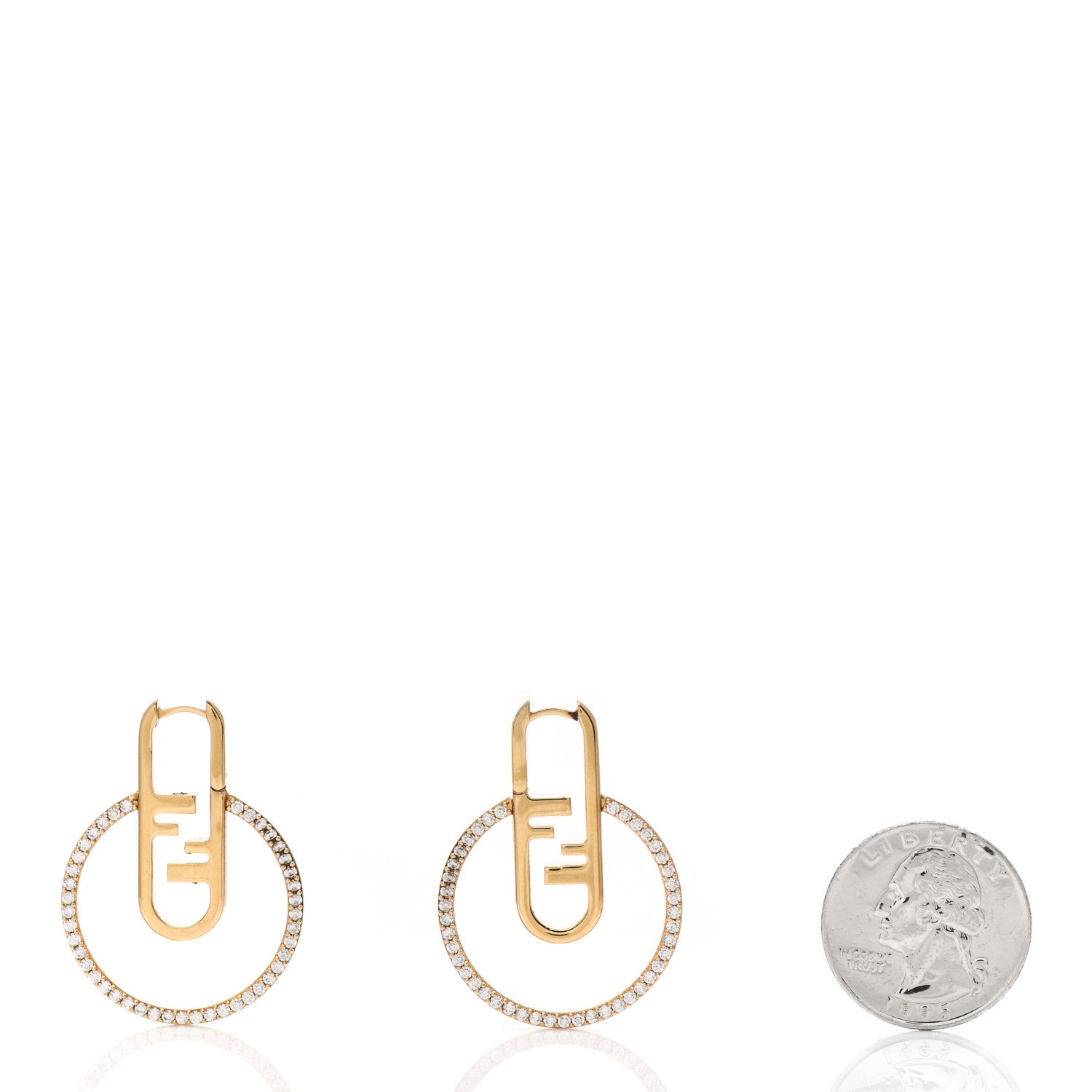 Fendi Metal FF O'Lock Hoop Earrings Gold 2 of 3