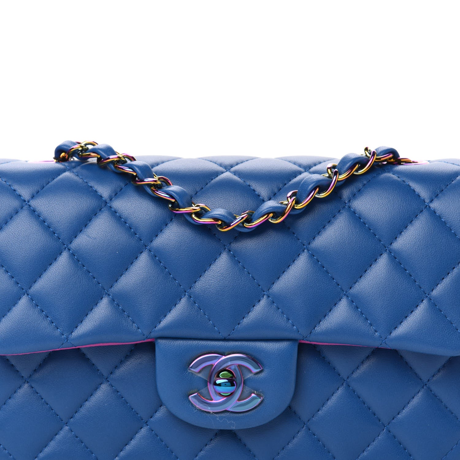 Chanel Lambskin Quilted Mini Rectangular Flap Blue Purple 10 of 10