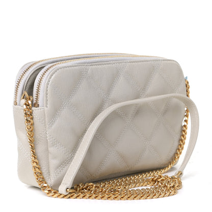 Saint Laurent Grained Lambskin Quilted Mini Becky Double Zip Bag Vintage White 2 of 5
