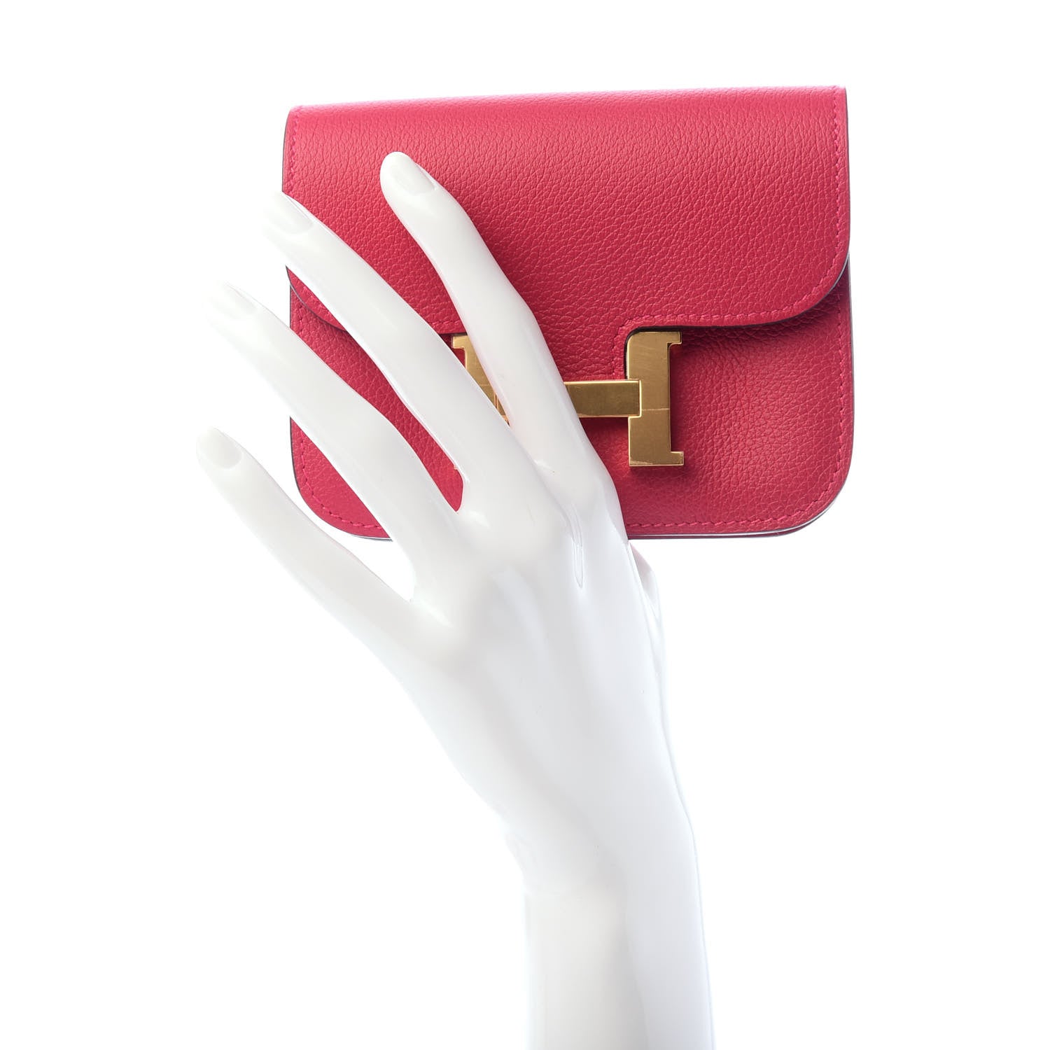 Hermes Evercolor Bi-Color Constance Slim Wallet Framboise Rouge Sellier 2 of 7