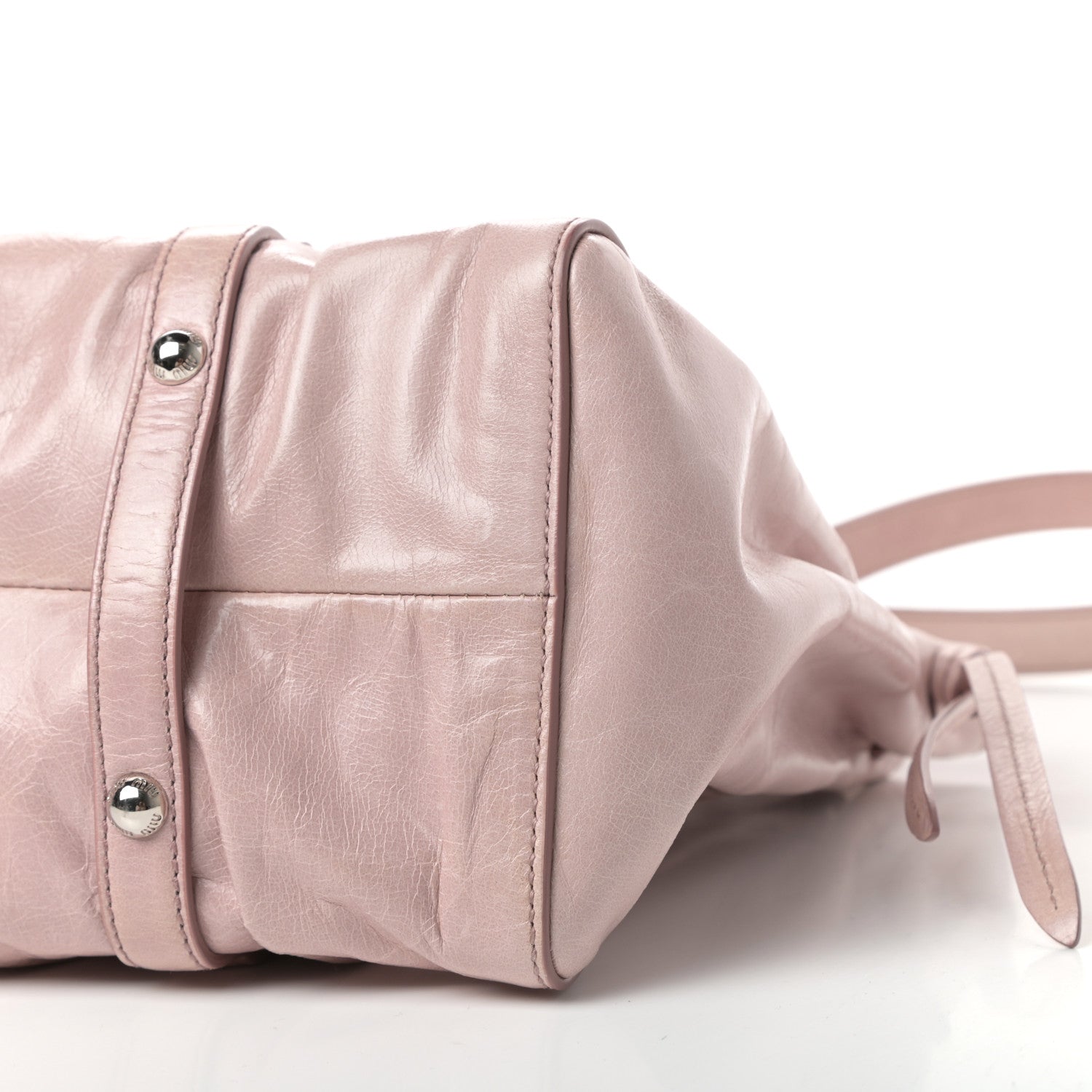 Miu Miu Vitello Lux Gathered Tote Mughetto 10 of 11