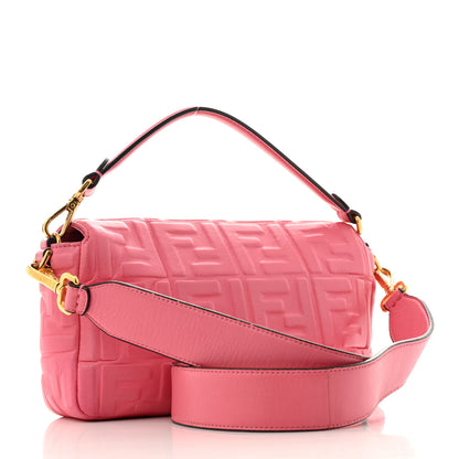 Fendi Nappa FF 1974 Embossed Baguette Rosa Fluo 3 of 14