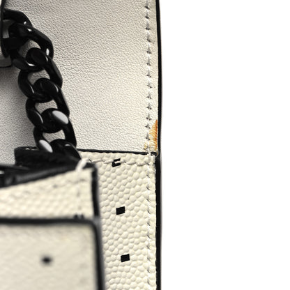 Saint Laurent Grain De Poudre Square Dot Print Monogram Chain Wallet White Matte Black 10 of 11