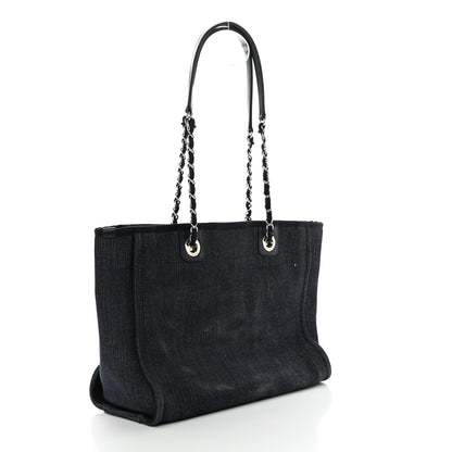 Chanel Denim Small Deauville Tote Blue Orange 3 of 10