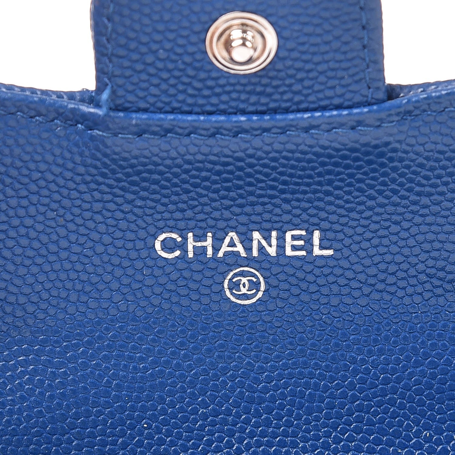 Chanel Caviar Chevron Quilted Card Holder Wallet Bright Blue 6 of 9