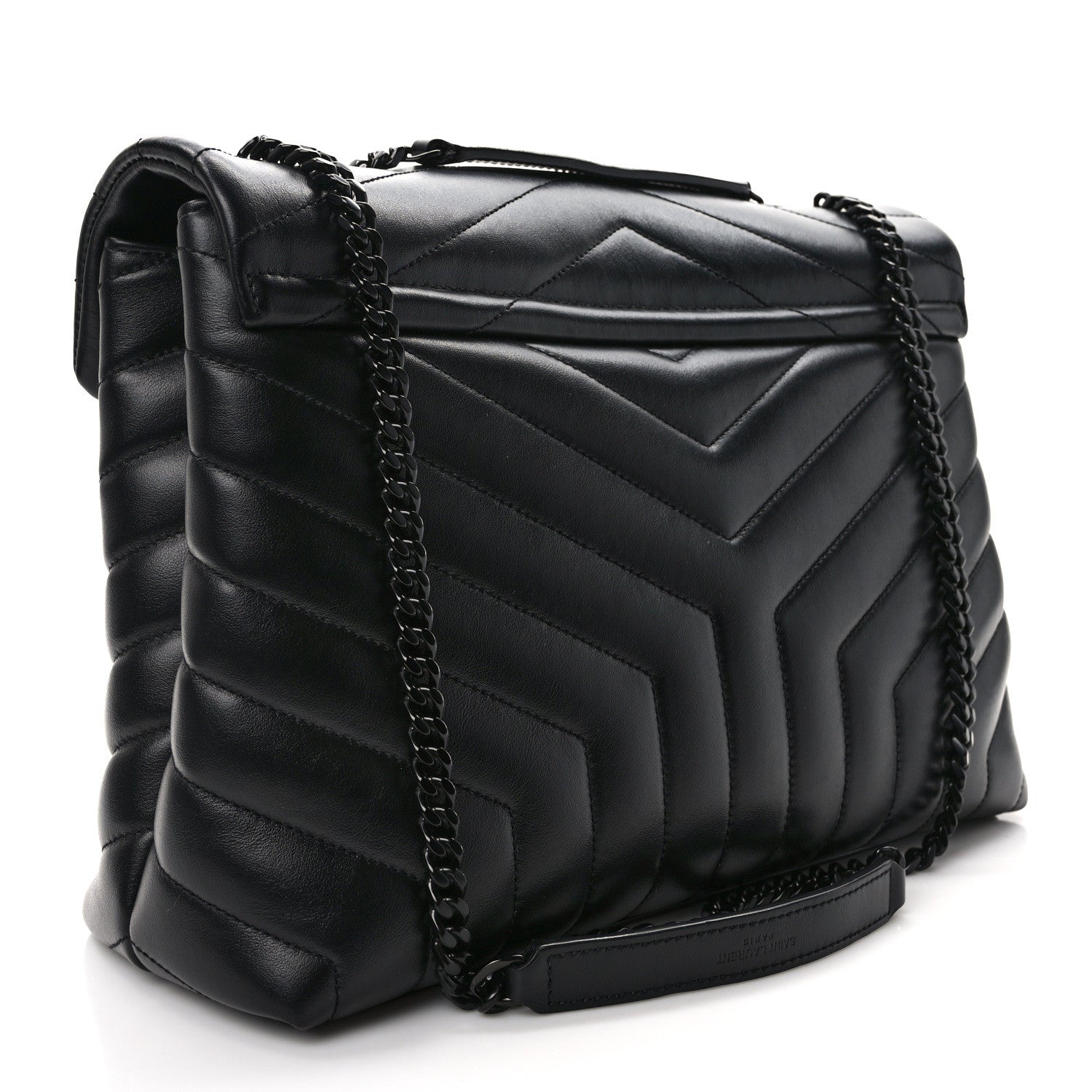 Saint Laurent Calfskin Y Quilted Monogram Monochrome Medium Loulou Chain Satchel Black 3 of 10