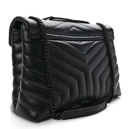 Saint Laurent Calfskin Y Quilted Monogram Monochrome Medium Loulou Chain Satchel Black 3 of 10