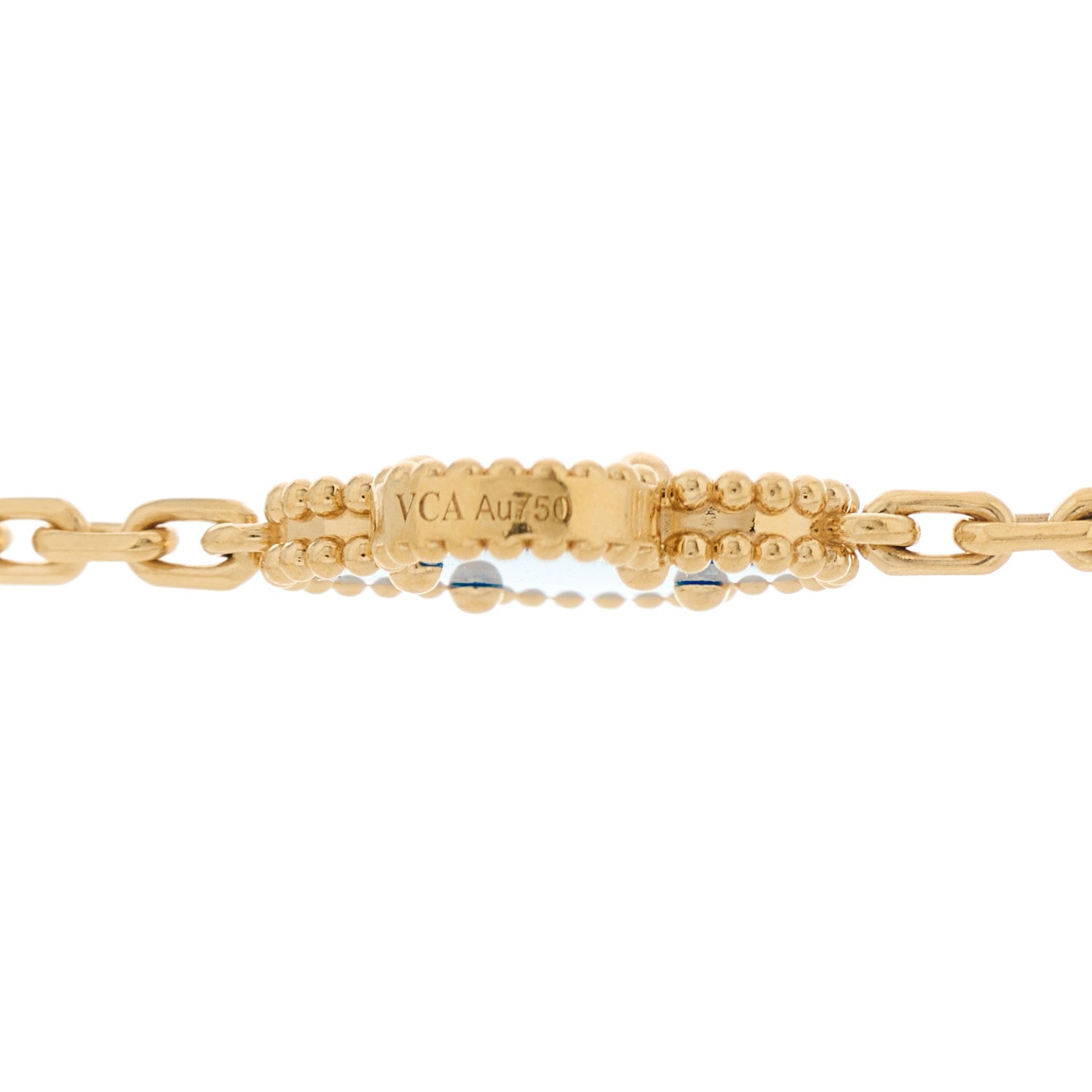 Van Cleef & Arpels 18K Yellow Gold Blue Agate 20 Motifs Vintage Alhambra Necklace 4 of 5
