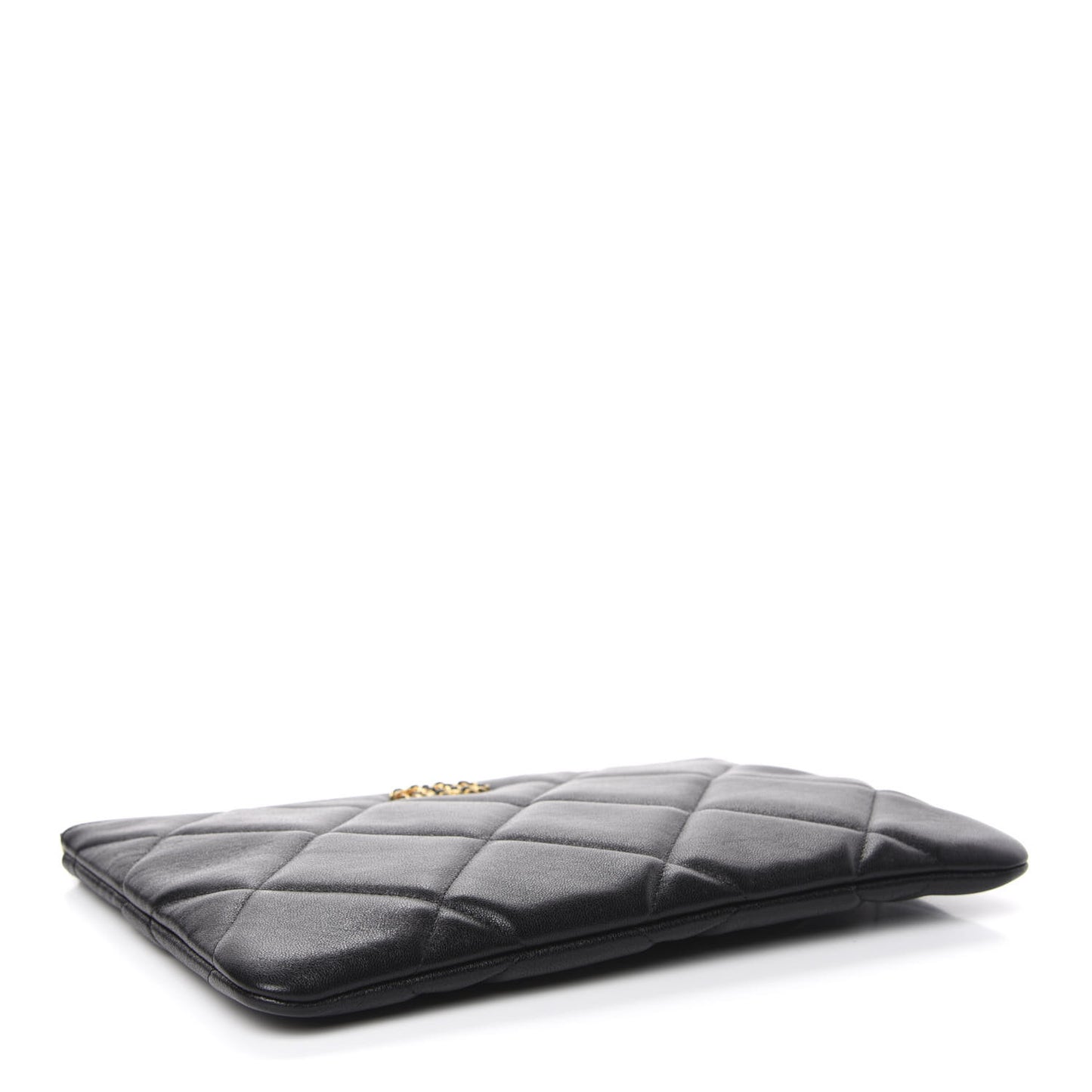 Goatskin Quilted Large 19 Cosmetic Case Black