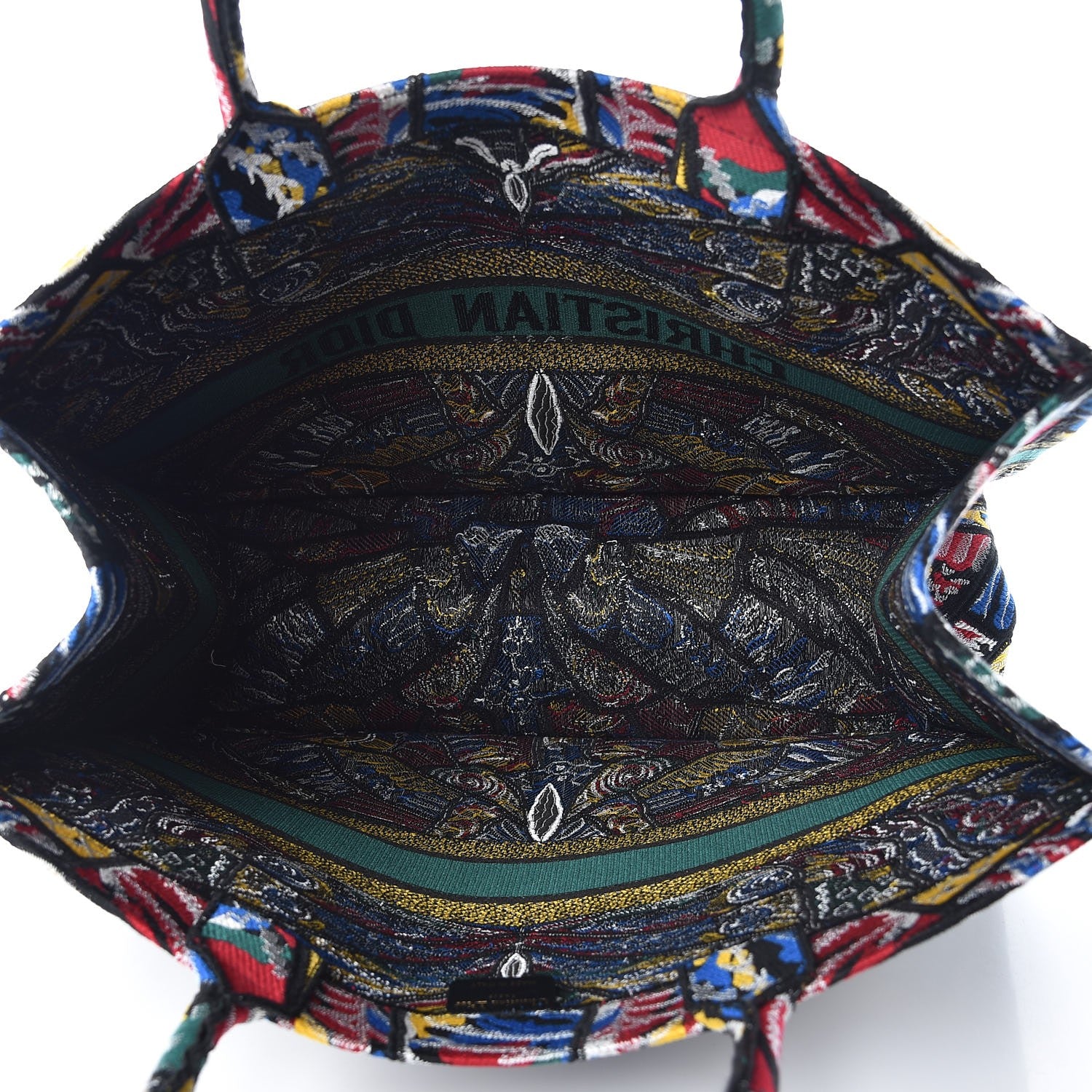 Christian Dior Canvas Embroidered Butterfly Book Tote Black Multicolor 5 of 9